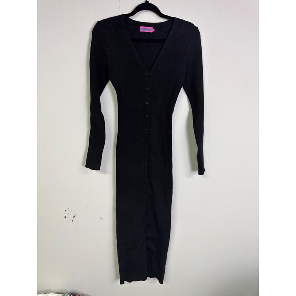 Edikted Jazlyn Long Sleeve Rib Sweater Dress Midi Length Goth Grunge Size Medium - Picture 6 of 6